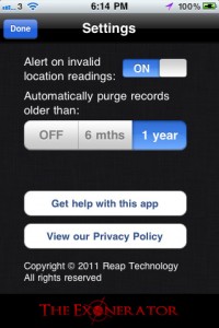 the-exonerator-iphone-app-review-settings